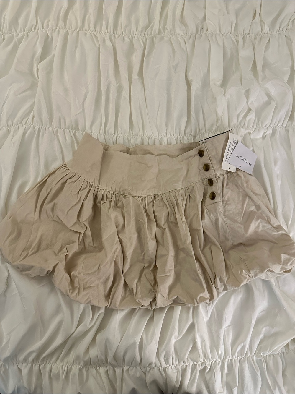 American Eagle Outfitters Beige Bubble Skort with Button Accents